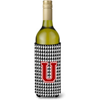 Monogram - Houndstooth  Initial  U Wine Bottle Beverage Insulator Beverage Insulator Hugger
