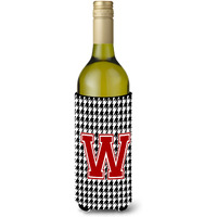 Monogram - Houndstooth  Initial  W Wine Bottle Beverage Insulator Beverage Insulator Hugger