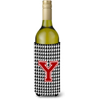 Monogram - Houndstooth  Initial  Y Wine Bottle Beverage Insulator Beverage Insulator Hugger