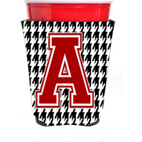 Monogram - Houndstooth  Initial  A Red Solo Cup Beverage Insulator Hugger CJ1021A-RSC