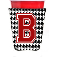 Monogram - Houndstooth  Initial  B Red Solo Cup Beverage Insulator Hugger CJ1021B-RSC