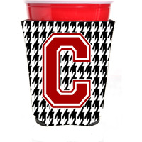 Monogram - Houndstooth  Initial  C Red Solo Cup Beverage Insulator Hugger CJ1021C-RSC