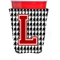 Monogram - Houndstooth  Initial  L Red Solo Cup Beverage Insulator Hugger CJ1021L-RSC