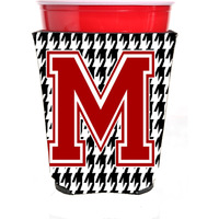 Monogram - Houndstooth  Initial  M Red Solo Cup Beverage Insulator Hugger CJ1021M-RSC