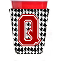 Monogram - Houndstooth  Initial  Q Red Solo Cup Beverage Insulator Hugger CJ1021Q-RSC