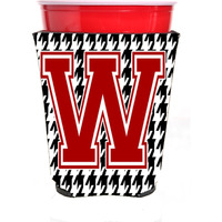 Monogram - Houndstooth  Initial  W Red Solo Cup Beverage Insulator Hugger CJ1021W-RSC
