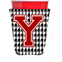 Monogram - Houndstooth  Initial  Y Red Solo Cup Beverage Insulator Hugger CJ1021Y-RSC