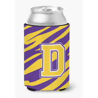 Monogram - Tiger Stripe - Purple Gold Can or Bottle Beverage Insulator Initial D