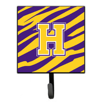 "Caroline's Treasures CJ1022-HSH4 Tiger Stripe-Purple Gold Leash Holder or Key Hook Initial H, Small, Multicolor"