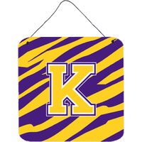 "Caroline's Treasures Tiger Stripe-Purple Gold Wall or Door Hanging Prints, Initial K, 6 x 6"", Multicolor"