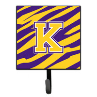 "Caroline's Treasures CJ1022-KSH4 Tiger Stripe-Purple Gold Leash Holder or Key Hook Initial K, Small, Multicolor"