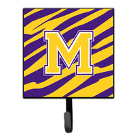 "Caroline's Treasures CJ1022-MSH4 Tiger Stripe-Purple Gold Leash Holder or Key Hook Initial M, Small, Multicolor"