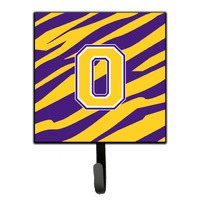 "Caroline's Treasures CJ1022-OSH4 Tiger Stripe-Purple Gold Leash Holder or Key Hook Initial O, Small, Multicolor"