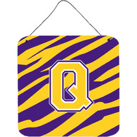 "Caroline's Treasures Tiger Stripe-Purple Gold Wall or Door Hanging Prints, Initial Q, 6 x 6"", Multicolor"