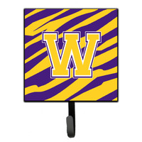 "Caroline's Treasures CJ1022-WSH4 Tiger Stripe-Purple Gold Leash Holder or Key Hook Initial W, Small, Multicolor"