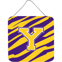 "Caroline's Treasures Tiger Stripe-Purple Gold Wall or Door Hanging Prints, Initial Y, 6 x 6"", Multicolor"