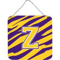 "Caroline's Treasures Tiger Stripe-Purple Gold Wall or Door Hanging Prints, Initial Z, 6 x 6"", Multicolor"
