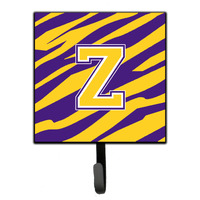 "Caroline's Treasures CJ1022-ZSH4 Tiger Stripe-Purple Gold Leash Holder or Key Hook Initial Z, Small, Multicolor"