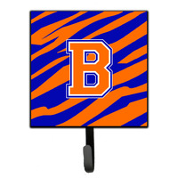 "Caroline's Treasures CJ1023-BSH4 Letter B Initial Monogram-Tiger Stripe-Blue Orange Leash Holder or Key Hook, Small, Multicolor"