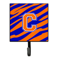 "Caroline's Treasures CJ1023-CSH4 Letter C Initial Monogram-Tiger Stripe-Blue Orange Leash Holder or Key Hook, Small, Multicolor"