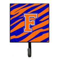 "Caroline's Treasures CJ1023-FSH4 Letter F Initial Monogram-Tiger Stripe-Blue Orange Leash Holder or Key Hook, Small, Multicolor"