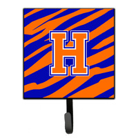 "Caroline's Treasures CJ1023-HSH4 Letter H Initial Monogram-Tiger Stripe-Blue Orange Leash Holder or Key Hook, Small, Multicolor"