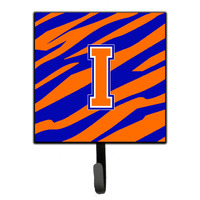 "Caroline's Treasures CJ1023-ISH4 Letter I Initial Monogram-Tiger Stripe-Blue Orange Leash Holder or Key Hook, Small, Multicolor"