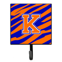 "Caroline's Treasures CJ1023-KSH4 Letter K Initial Monogram-Tiger Stripe-Blue Orange Leash Holder or Key Hook, Small, Multicolor"