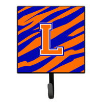 "Caroline's Treasures CJ1023-LSH4 Letter L Initial Monogram-Tiger Stripe-Blue Orange Leash Holder or Key Hook, Small, Multicolor"