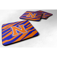 "Caroline's Treasures CJ1023-NFC Monogram-Tiger Stripe-Blue Orange Foam Coasters (Set of 4), Initial Letter N, 3.5"" H x 3.5"" W, Multicolor"