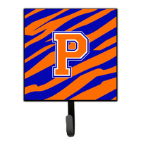 "Caroline's Treasures CJ1023-PSH4 Letter P Initial Monogram-Tiger Stripe-Blue Orange Leash Holder or Key Hook, Small, Multicolor"
