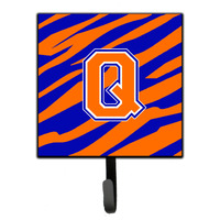 "Caroline's Treasures CJ1023-QSH4 Letter Q Initial Monogram-Tiger Stripe-Blue Orange Leash Holder or Key Hook, Small, Multicolor"