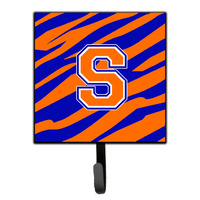 "Caroline's Treasures CJ1023-SSH4 Letter S Initial Monogram-Tiger Stripe-Blue Orange Leash Holder or Key Hook, Small, Multicolor"