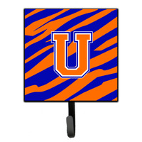 "Caroline's Treasures CJ1023-USH4 Letter U Initial Monogram-Tiger Stripe-Blue Orange Leash Holder or Key Hook, Small, Multicolor"