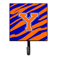 "Caroline's Treasures CJ1023-YSH4 Letter Y Initial Monogram-Tiger Stripe-Blue Orange Leash Holder or Key Hook, Small, Multicolor"