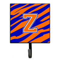 "Caroline's Treasures CJ1023-ZSH4 Letter Z Initial Monogram-Tiger Stripe-Blue Orange Leash Holder or Key Hook, Small, Multicolor"