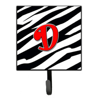 "Caroline's Treasures CJ1024-DSH4 Letter D Initial Monogram-Zebra Red Leash Holder or Key Hook, Small, Multicolor"