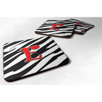 "Caroline's Treasures CJ1024-EFC Monogram-Zebra Red Foam Coasters (Set of 4), Initial Letter E, 3.5"" H x 3.5"" W, Multicolor"