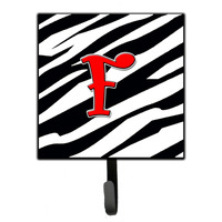 "Caroline's Treasures CJ1024-FSH4 Letter F Initial Monogram-Zebra Red Leash Holder or Key Hook, Small, Multicolor"