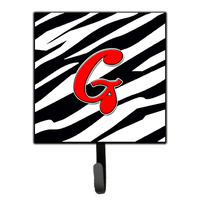 "Caroline's Treasures CJ1024-GSH4 Letter G Initial Monogram-Zebra Red Leash Holder or Key Hook, Small, Multicolor"