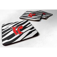 "Caroline's Treasures CJ1024-HFC Monogram-Zebra Red Foam Coasters (Set of 4), Initial Letter H, 3.5"" H x 3.5"" W, Multicolor"