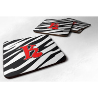 "Caroline's Treasures CJ1024-KFC Monogram-Zebra Red Foam Coasters (Set of 4), Initial Letter K, 3.5"" H x 3.5"" W, Multicolor"