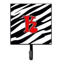 "Caroline's Treasures CJ1024-KSH4 Letter K Initial Monogram-Zebra Red Leash Holder or Key Hook, Small, Multicolor"