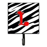 "Caroline's Treasures CJ1024-LSH4 Letter L Initial Monogram-Zebra Red Leash Holder or Key Hook, Small, Multicolor"