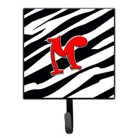 "Caroline's Treasures CJ1024-MSH4 Letter M Initial Monogram-Zebra Red Leash Holder or Key Hook, Small, Multicolor"