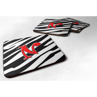 "Caroline's Treasures CJ1024-NFC Monogram-Zebra Red Foam Coasters (Set of 4), Initial Letter N, 3.5"" H x 3.5"" W, Multicolor"
