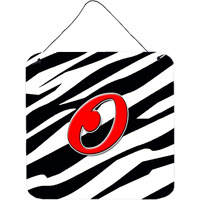 "Caroline's Treasures Letter O Initial with Monogram-Zebra Red Wall or Door Hanging Prints, 6 x 6"", Multicolor"