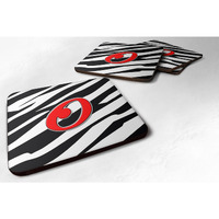 "Caroline's Treasures CJ1024-OFC Monogram-Zebra Red Foam Coasters (Set of 4), Initial Letter O, 3.5"" H x 3.5"" W, Multicolor"
