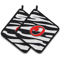 "Caroline's Treasures Monogram Initial O Zebra Red Pair of Pot Holders CJ1024-OPTHD, 7.5HX7.5W, Multicolor"