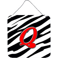 "Caroline's Treasures Letter Q Initial with Monogram-Zebra Red Wall or Door Hanging Prints, 6 x 6"", Multicolor"